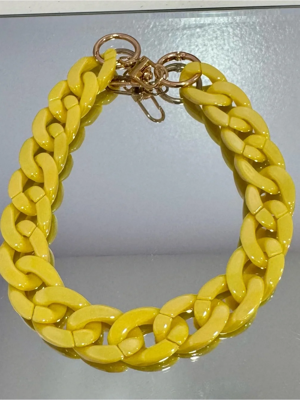New Slim Acrylic Yellow Bah Chain with Gold Hardware 18 inches